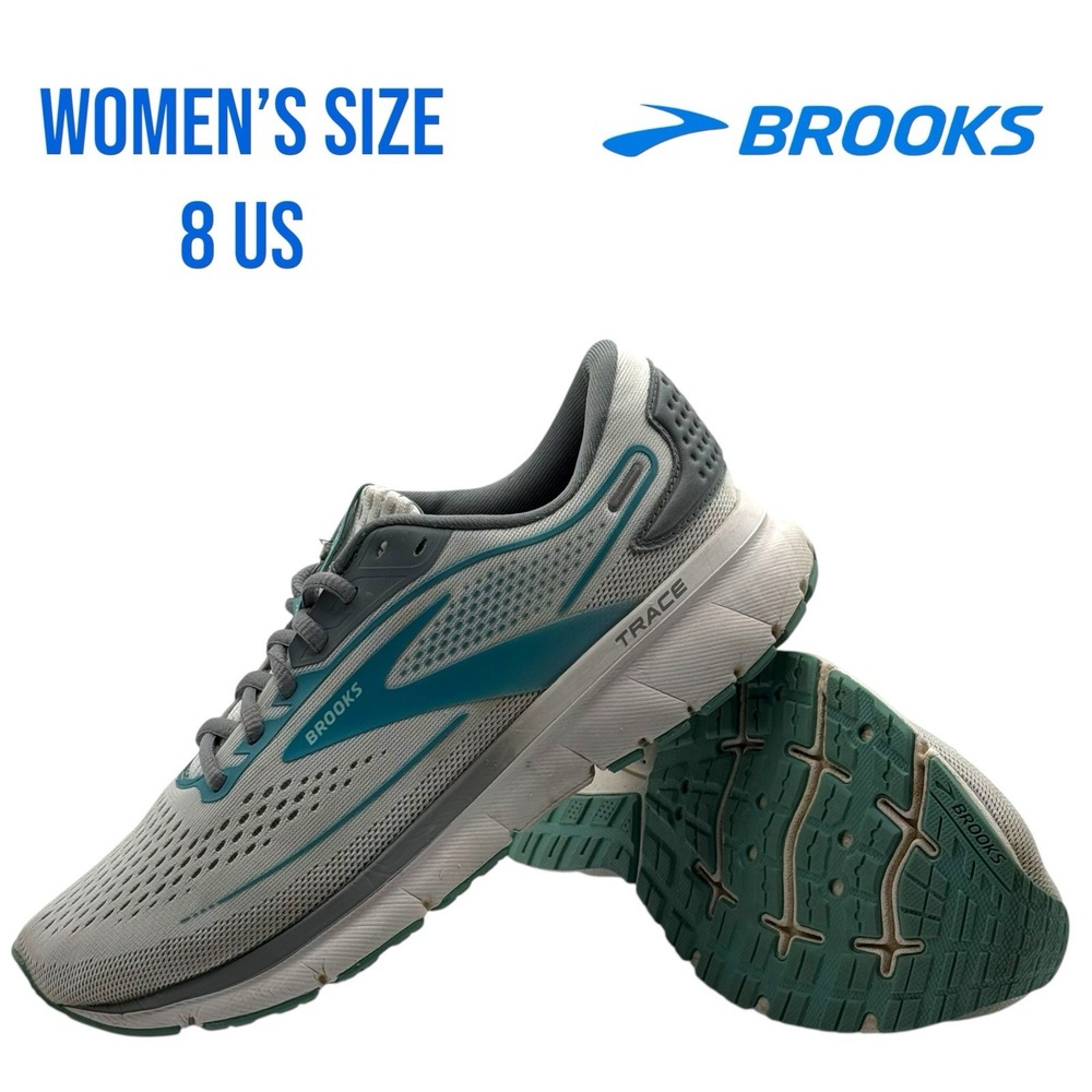 Brooks Trace 2 Womens Running Shoes Size 8 Grey Teal 1203751B185 Road Sneakers‎